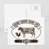 茶褐色のチキンブラウン牛の農場 ポストカード (正面/裏面)