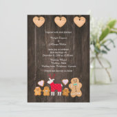 茶褐色の素朴な納屋の木製のカントリーウェディング招待状 招待状 (スタンド正面)