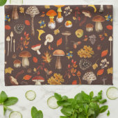 茶褐色の野生のキノコ キッチンタオル (折り畳み)