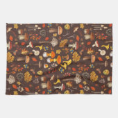 茶褐色の野生のキノコ キッチンタオル (横)