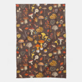 茶褐色の野生のキノコ キッチンタオル (縦)