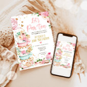 茶誕生日招待状ガールパーティーパルティーフローラ 招待状