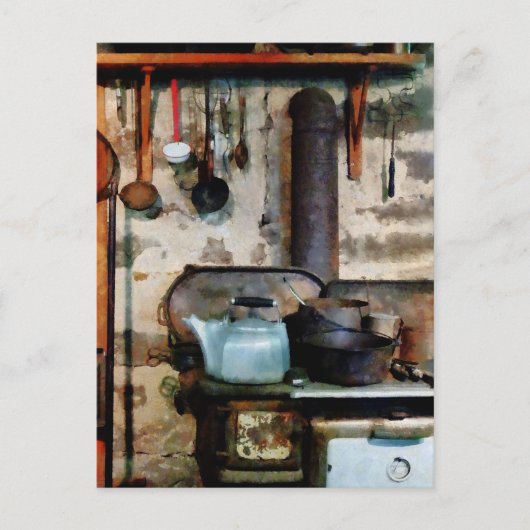 茶釜付きストーブ ポストカード (正面)