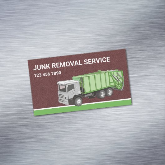 茶革ジャンク取り外しサービスゴミトラック マグネット名刺 (インサイチュ)