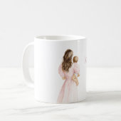 茶髪のピンクドレスの愛 コーヒーマグカップ (正面左)