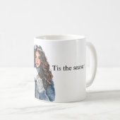 茶髪の女の子のスノーボールクリスマス コーヒーマグカップ (正面右)