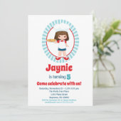 茶髪の女の子の誕生日パーティー ピザ 招待状 (スタンド正面)