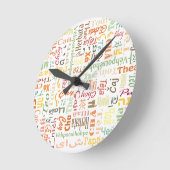 茶 ラウンド壁時計 (傾斜)