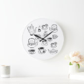 茶 ラージ壁時計 (ホーム)