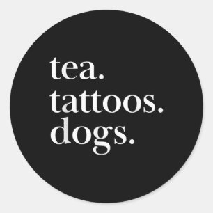 茶・入れ墨・犬シンプル文字 ラウンドシール