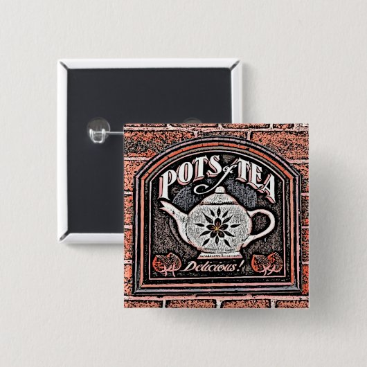 茶 缶バッジ (正面&裏面)