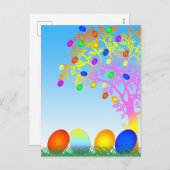 草おもしろいカラフル付き卵ハッピーイースター シーズンポストカード (正面/裏面)