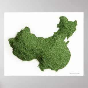 草から成っている中国大陸の地図 ポスター