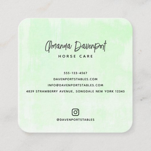 草かわいらしのビジネスに敷設する茶色の馬Ca スクエア名刺 (裏面)