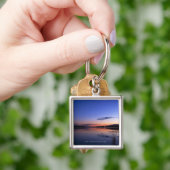 草が付いている湖Wabamun上の日没 キーホルダー (手)