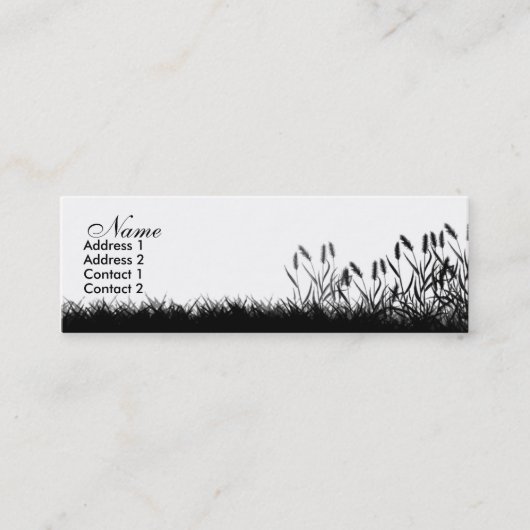 草が茂ったプロフィールカード スキニー名刺 (正面)