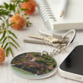 草が茂った分野のアラビアの馬のランニング キーホルダー (正面右)