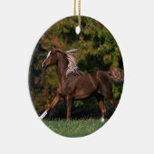 草が茂った分野のアラビアの馬のランニング セラミックオーナメント (右)