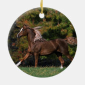 草が茂った分野のアラビアの馬のランニング セラミックオーナメント (裏面)