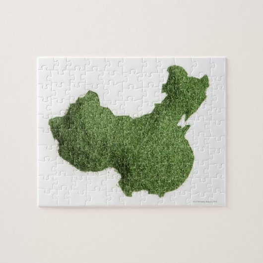 草で作られた本土中国の地図 ジグソーパズル (横)