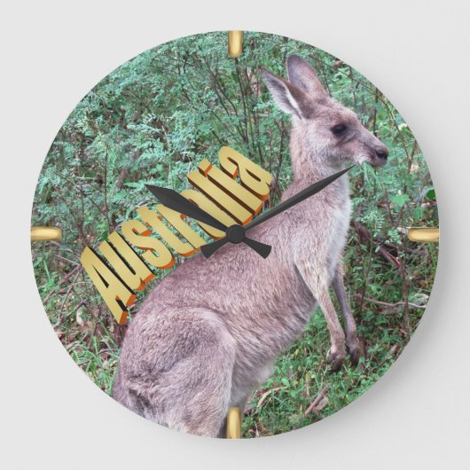 草で牧草を食べること ラージ壁時計 (正面)