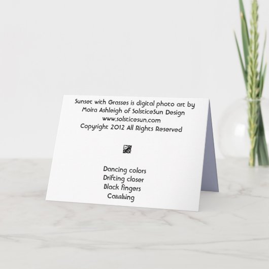 草との日没 カード (裏面)