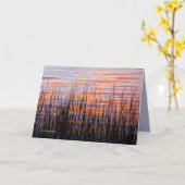 草との日没 カード (黄色い花)