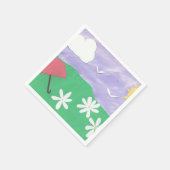 草とデイジーの野外の風景が広がるナプキン スタンダードカクテルナプキン (角)