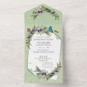 草と春の花が1つの結婚式の招待状に オールインワン招待状 (内側)