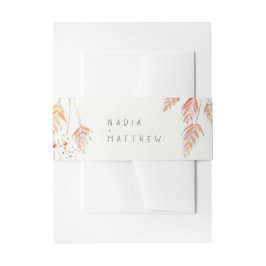 草と果実のスケッチ水色秋の結婚式 招待状ベリーバンド