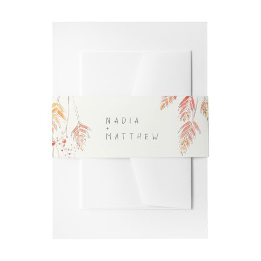 草と果実のスケッチ水色秋の結婚式 招待状ベリーバンド (正面例)