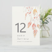 草と果実の秋の結婚式テーブル番号カード (スタンド正面)