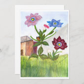 草と花の水彩画 招待状 (正面/裏面)