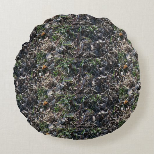 草と葉の型 ラウンドクッション (正面)
