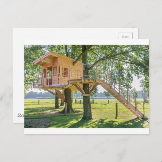 草のある樫の木の木の家 ポストカード (正面/裏面)