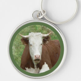 草のおもしろいキーチェーンで牛を見る キーホルダー