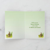 草のイースターカードに可愛いウサギ シーズンカード (内部)