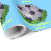 草のカスタマイズ可能なサッカーボール ラッピングペーパー (ロールコーナー)