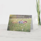 草のグリーティングカードに転がり込む サンキューカード (正面)