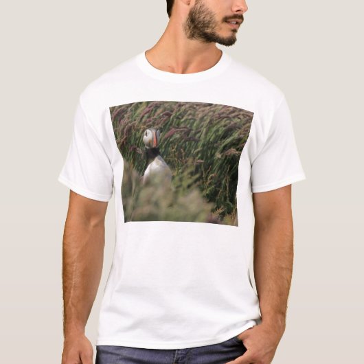 草のツノメドリのTシャツ Tシャツ (正面)