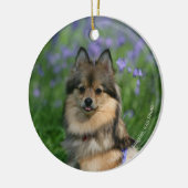 草のポメラニア犬 セラミックオーナメント (左)