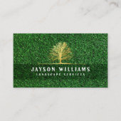 草のモダン質感の名刺(金ゴールドツリー付) 名刺 (正面)