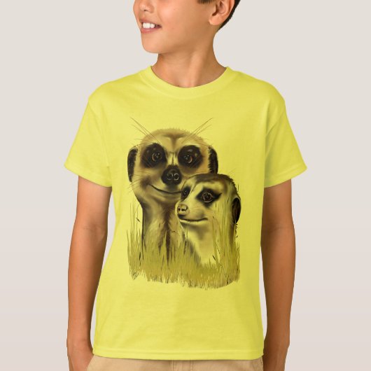 草のワイシャツの2 Meerkats Tシャツ (正面)