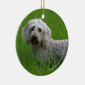 草のワイヤー髪の標準的なダックスフント セラミックオーナメント (右)