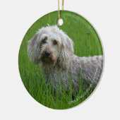 草のワイヤー髪の標準的なダックスフント セラミックオーナメント (左)