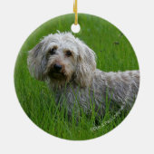草のワイヤー髪の標準的なダックスフント セラミックオーナメント (裏面)