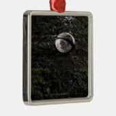 草の上でかみ砕かれるに坐る泥のラグビーのボール メタルオーナメント (右)