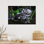 草の上にチョッパーのバイクのドラゴン ポスター (キッチン)