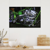 草の上にチョッパーのバイクのドラゴン ポスター (キッチン)