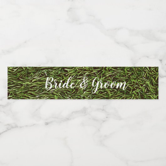 草の上に名前の付いた緑の草 ペットボトルラベル (シングルラベル)